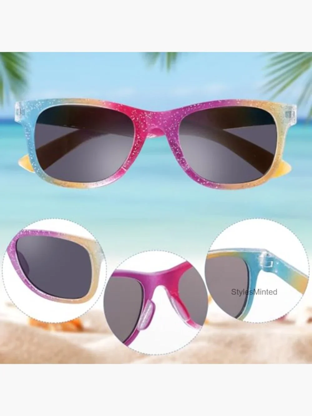 3 Pack Kids Princess Glitter Sunglasses with UV Protection for Toddlers